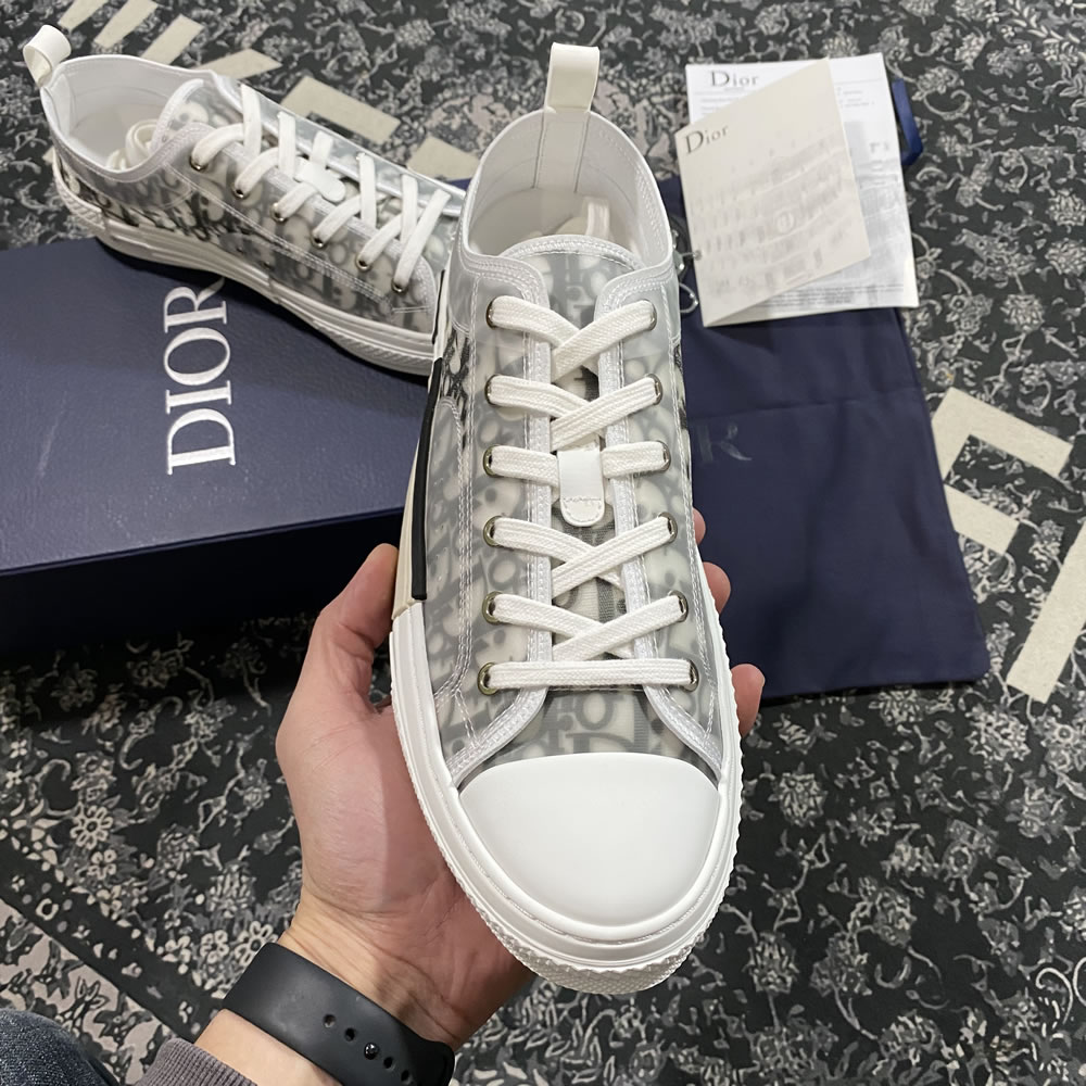 B23 Dior Oblique Shoes White Black Low (9) - newkick.app