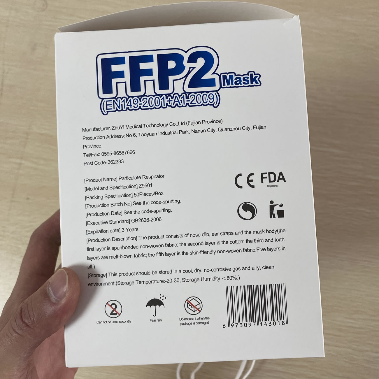 Ffp2 Mask Particulate Respirator 50pieces Box Model Z9501 (3) - newkick.app