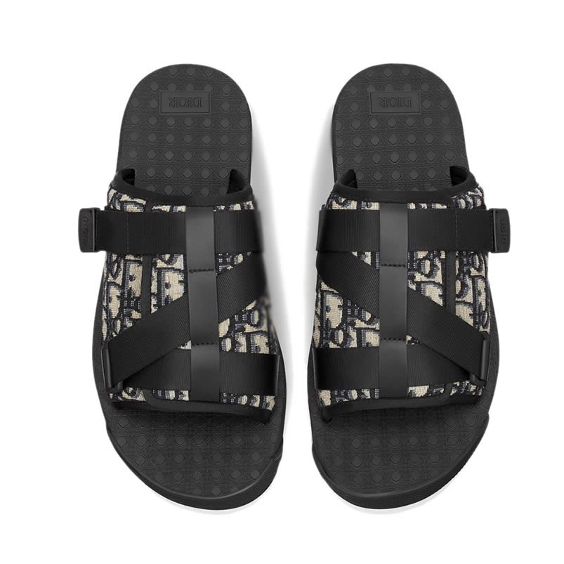 Dior Black Oblique Neoprene Sandals (4) - newkick.app