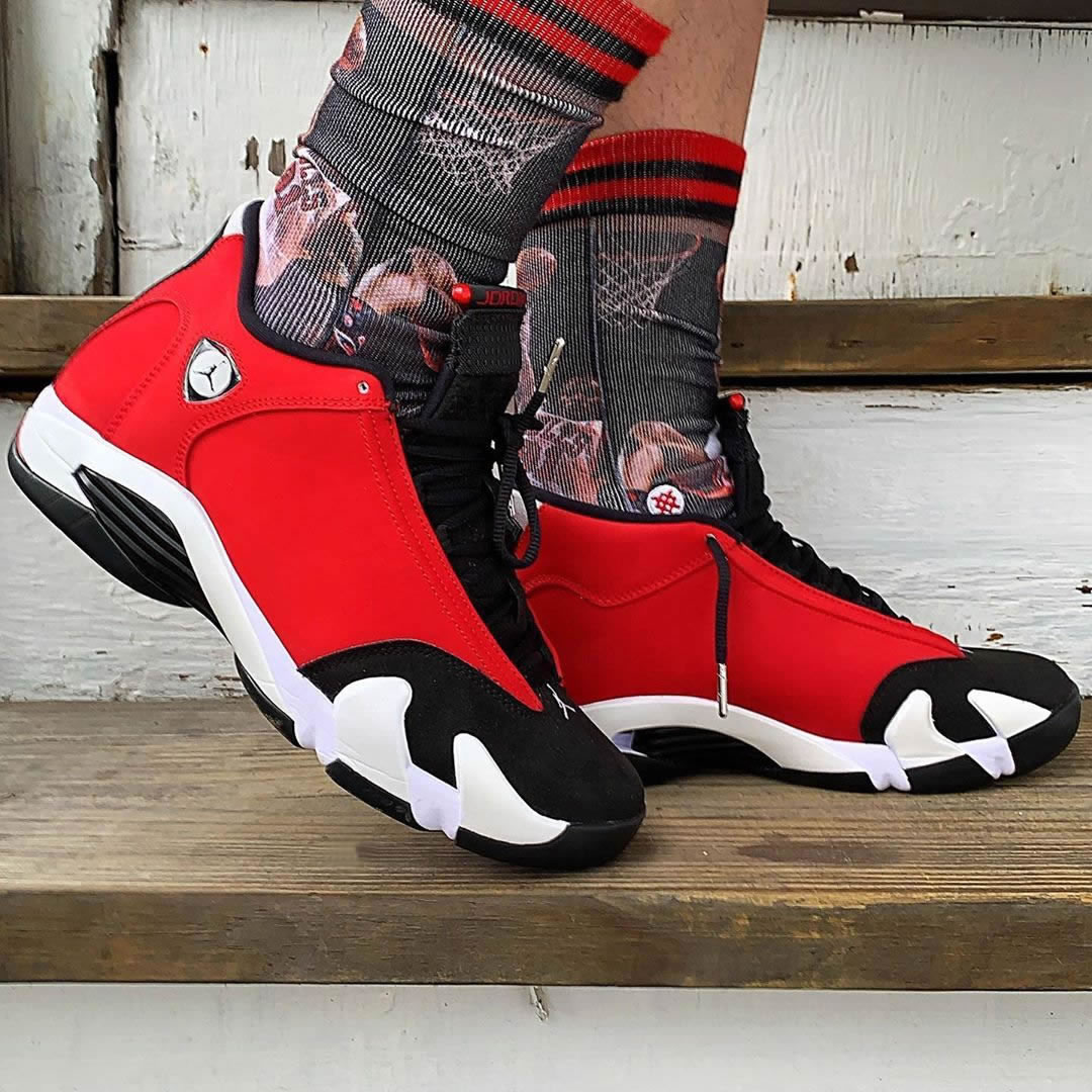 Air Jordan 14 Gym Red Toro On Feet 2020 Outfits 487471 006 (2) - newkick.app