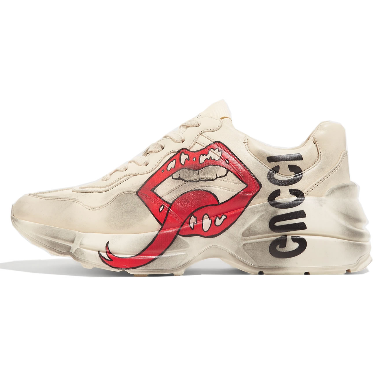 Gucci Rhyton Logo Print Leather Sneakers 1102221 (1) - newkick.app