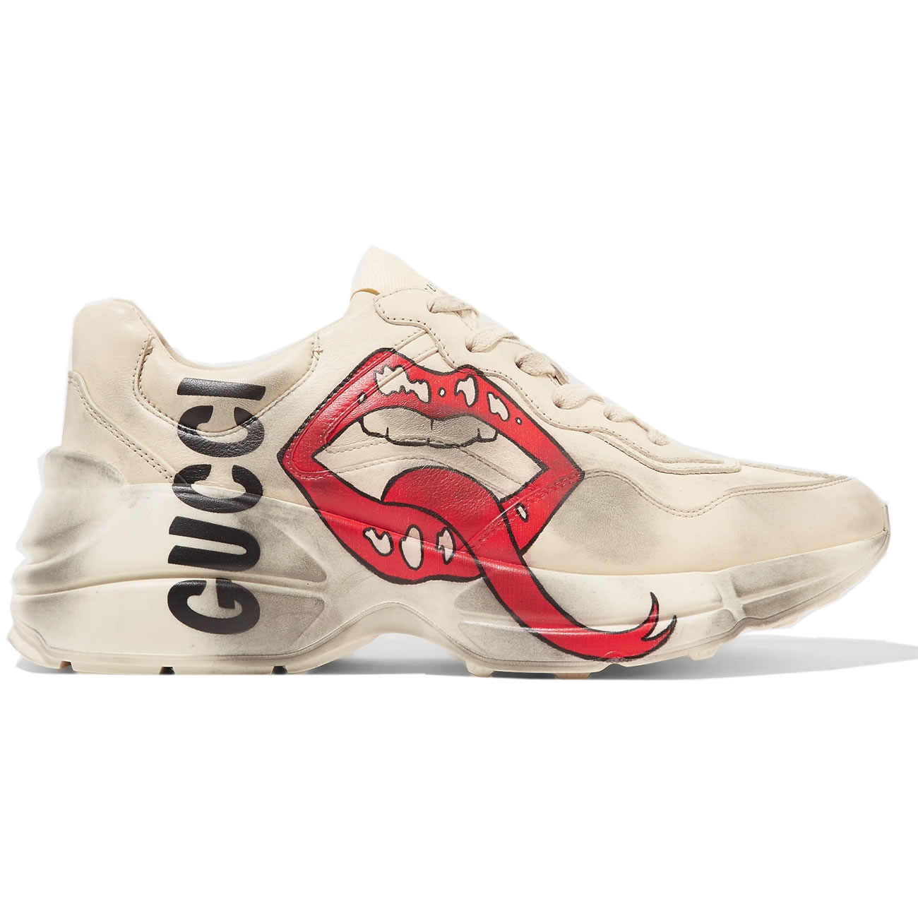 Gucci Rhyton Logo Print Leather Sneakers 1102221 (2) - newkick.app