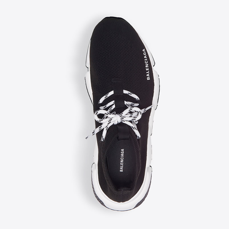 Balenciaga Speed Lace Up Sneaker Black White (4) - newkick.app