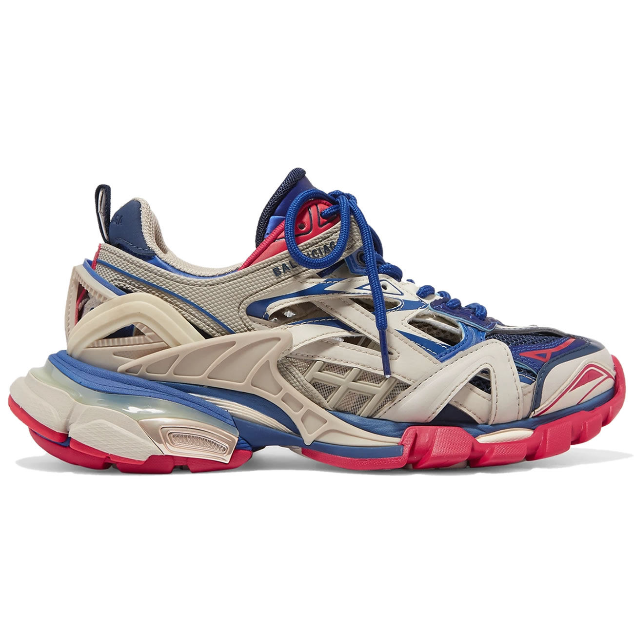 Balenciaga Track 2 Logo Detailed Mesh Rubber Sneakers Grey Blue Red (1) - newkick.app