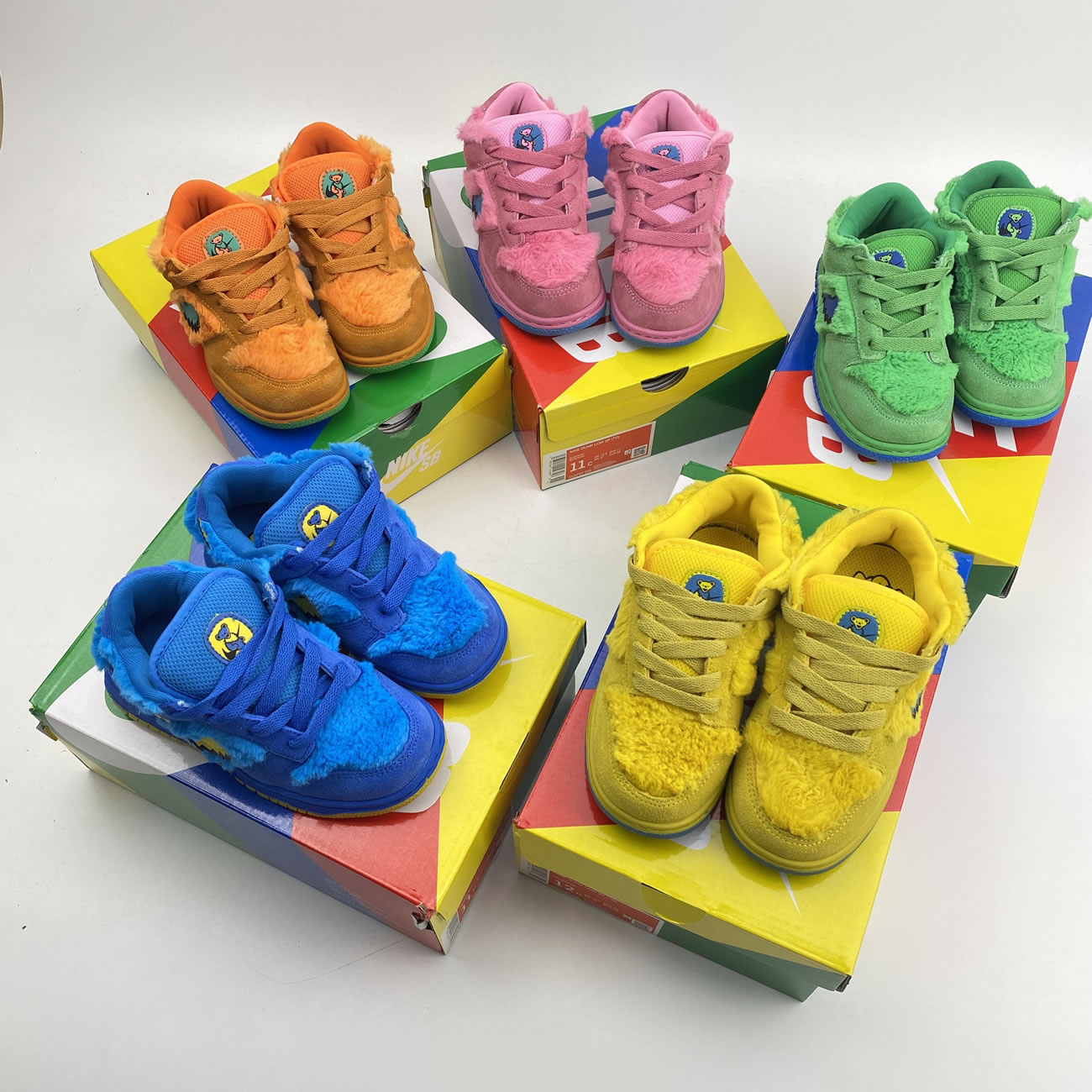 Kids Childrens Grateful Dead Bears Nike Sb Dunk Low Yellow Pink Orange Blue Green Release For Sale (2) - newkick.app