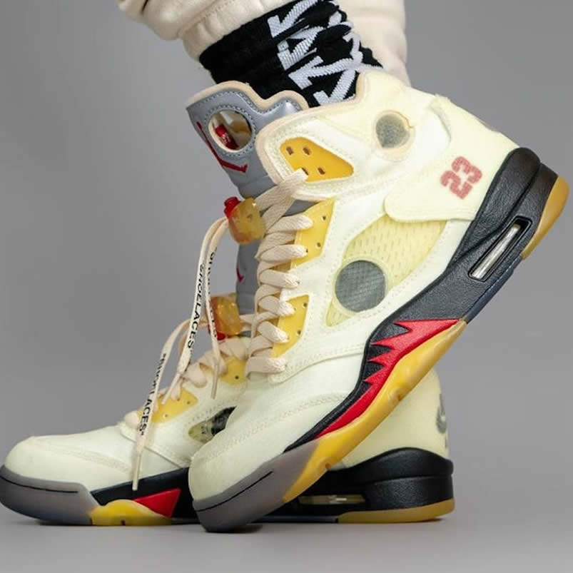 Off White Air Jordan 5 Sail New Release Date On Feet Dh8565 100 (1) - newkick.app