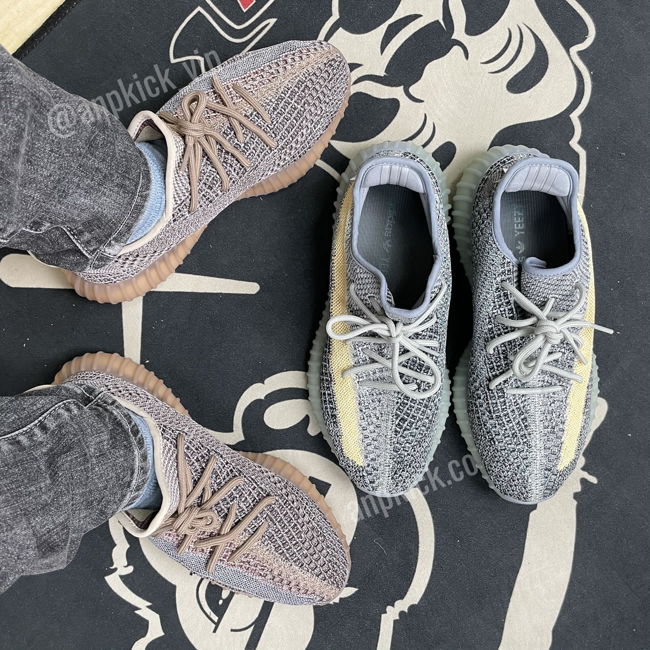 Adidas Yeezy Boost 350 V2 Ash Blue On Foot Gy7657 (2) - newkick.app