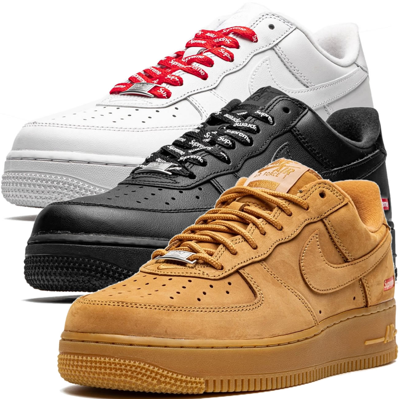 Air Force 1 Low Supreme White Cu9225 100 Black Cu9225 001 Wheat Dn1555 200 - newkick.app