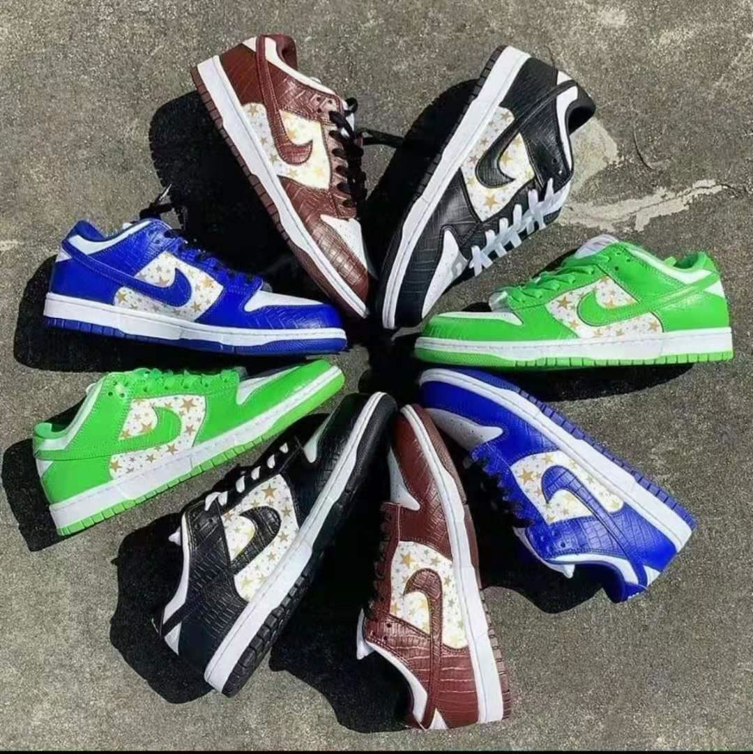 Supreme Nike Sb Dunk Low Black Mean Green Hyper Blue Barkroot Brown Anpkick - newkick.app