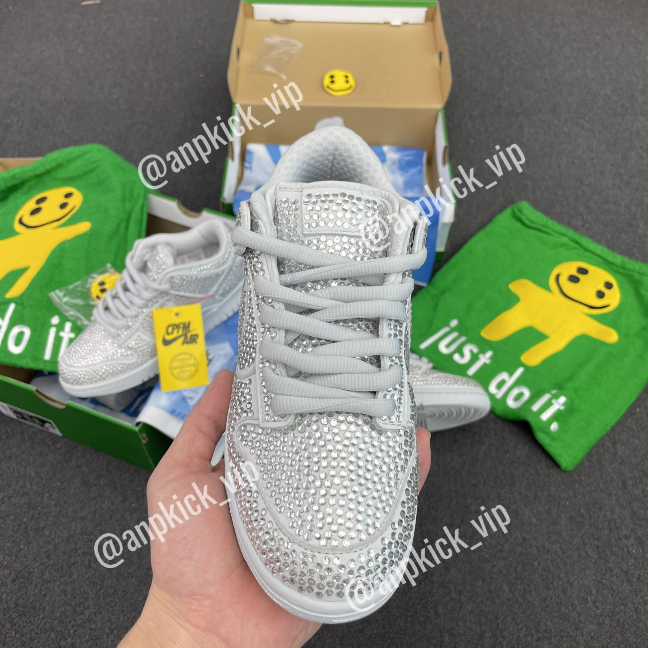 Anpkick Nike Dunk Low Cactus Plant Flea Market Swarovski Crystals Cz2670 001 (3) - newkick.app