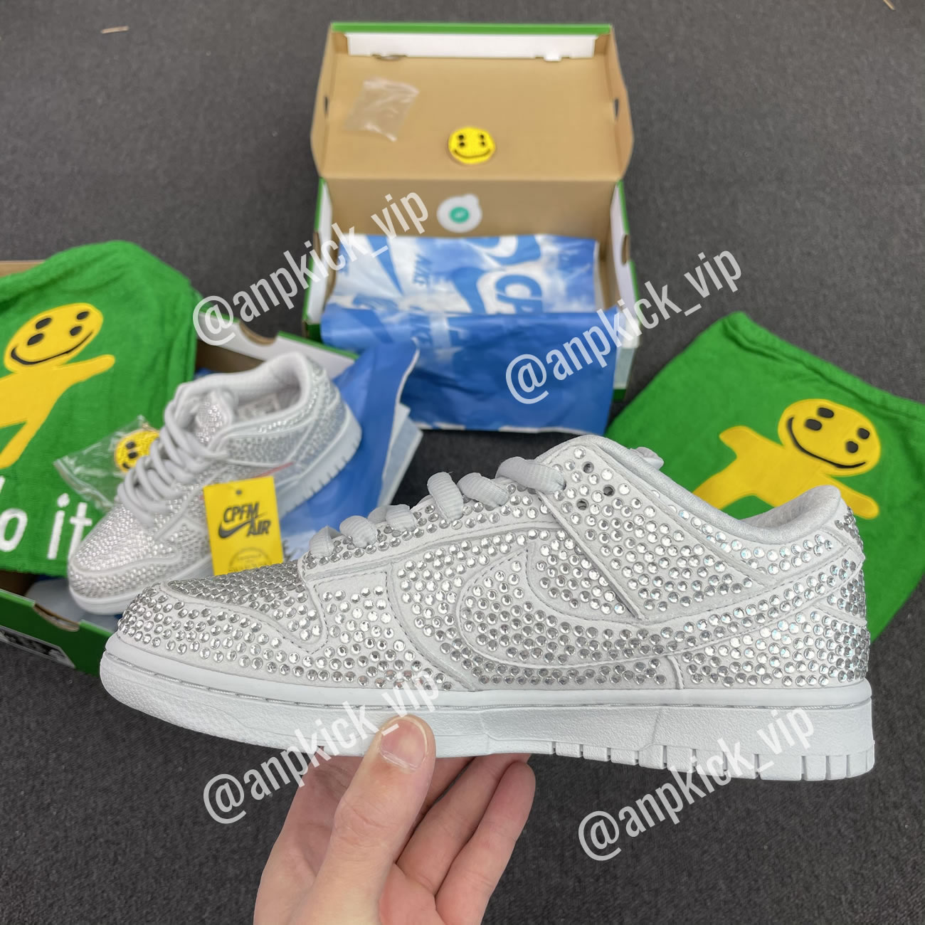 Anpkick Nike Dunk Low Cactus Plant Flea Market Swarovski Crystals Cz2670 001 (4) - newkick.app