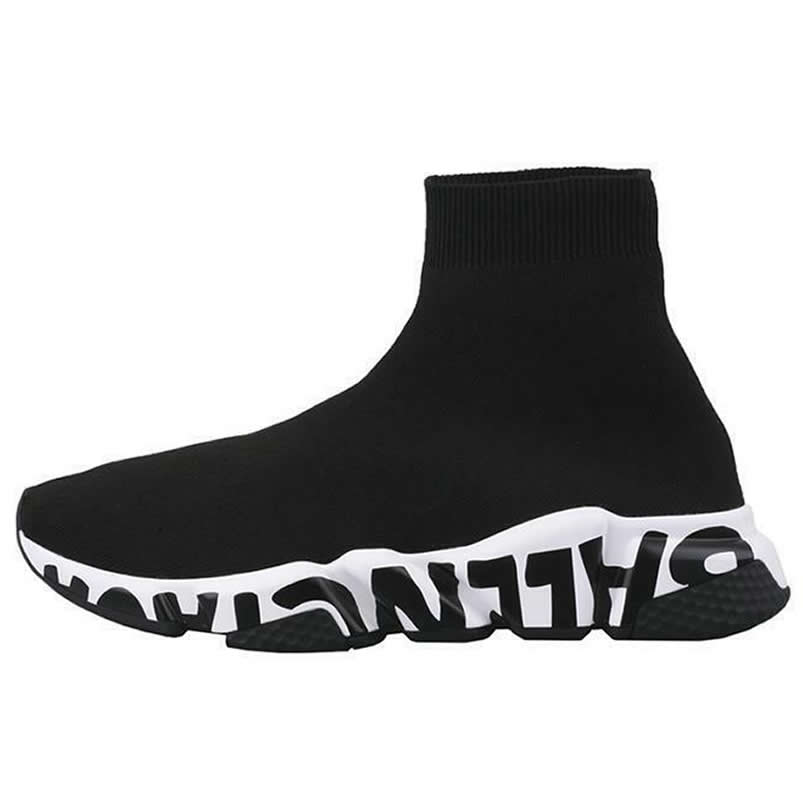 Balenciaga Shoes Like Socks High Top Speed Runners Black White 605972w05ge1015 (1) - newkick.app