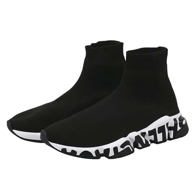 Balenciaga Shoes Like Socks High Top Speed Runners Black White 605972w05ge1015 (4) - newkick.app