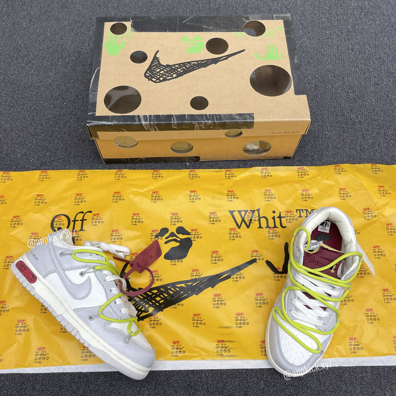 Off White Nike Sb Dunk Low The 08 Of 50 Grey White Yellow Dm1602 106 08 (1) - newkick.app