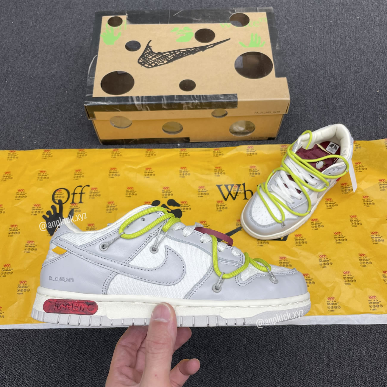 Off White Nike Sb Dunk Low The 08 Of 50 Grey White Yellow Dm1602 106 08 (2) - newkick.app