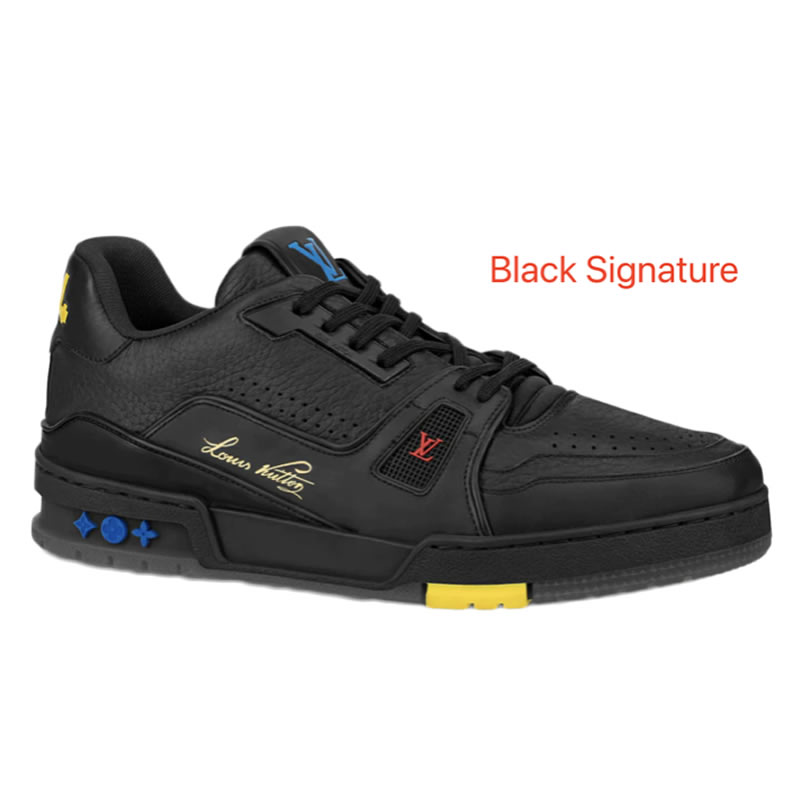 New L V Trainer Sneaker Shoes Black Signature (1) - newkick.app