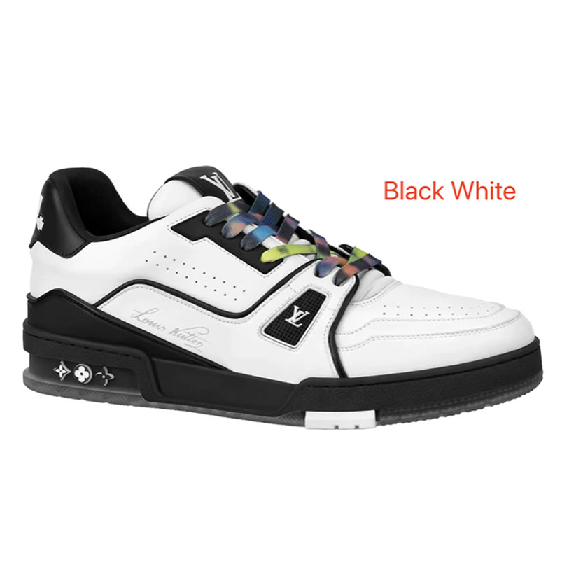 New L V Trainer Sneaker Shoes Black White (1) - newkick.app