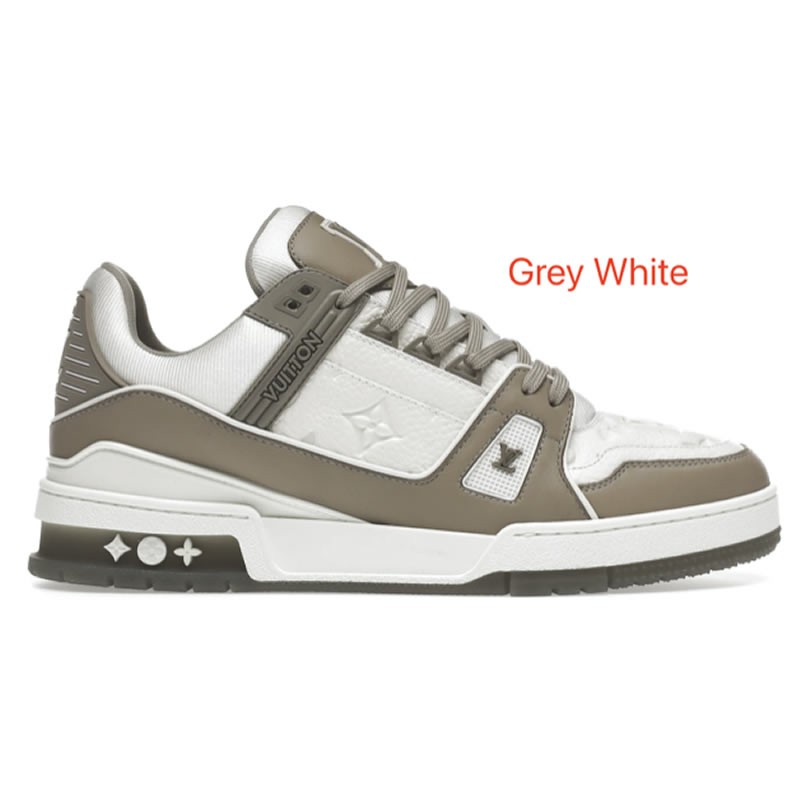 New L V Trainer Sneaker Shoes Grey White (1) - newkick.app