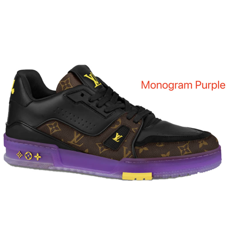 New L V Trainer Sneaker Shoes Monogram Purple (1) - newkick.app