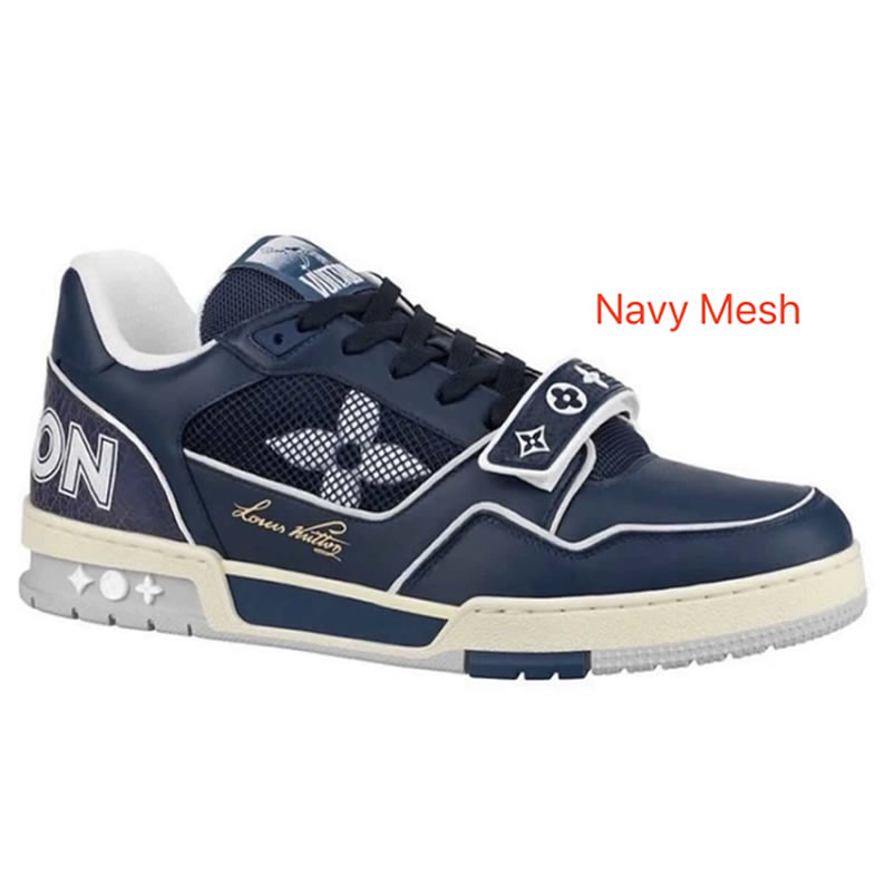 New L V Trainer Sneaker Shoes Navy Mesh (1) - newkick.app