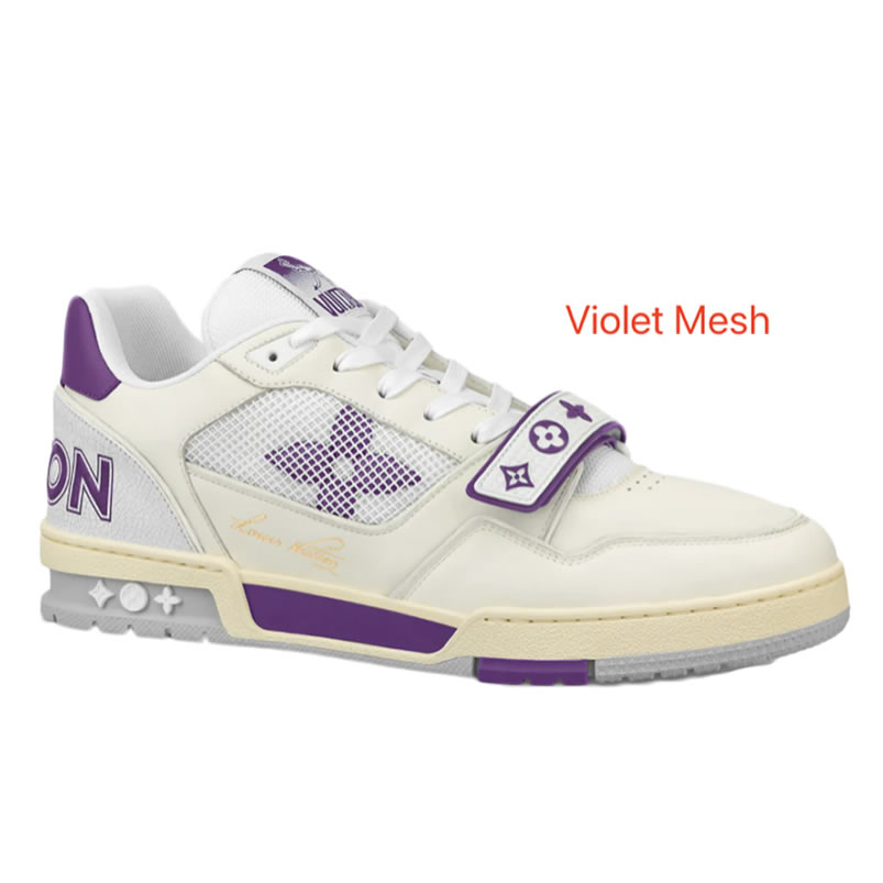 New L V Trainer Sneaker Shoes Violet Mesh (1) - newkick.app