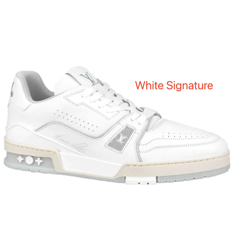 New L V Trainer Sneaker Shoes White Signature (1) - newkick.app