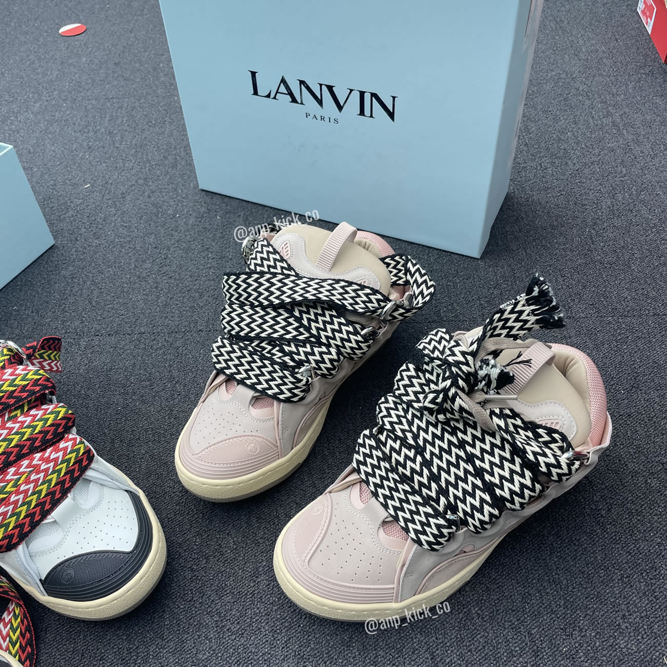 L A N V I N Leather Curb Sneakers Pink Anpkick Drag A2051 (1) - newkick.app