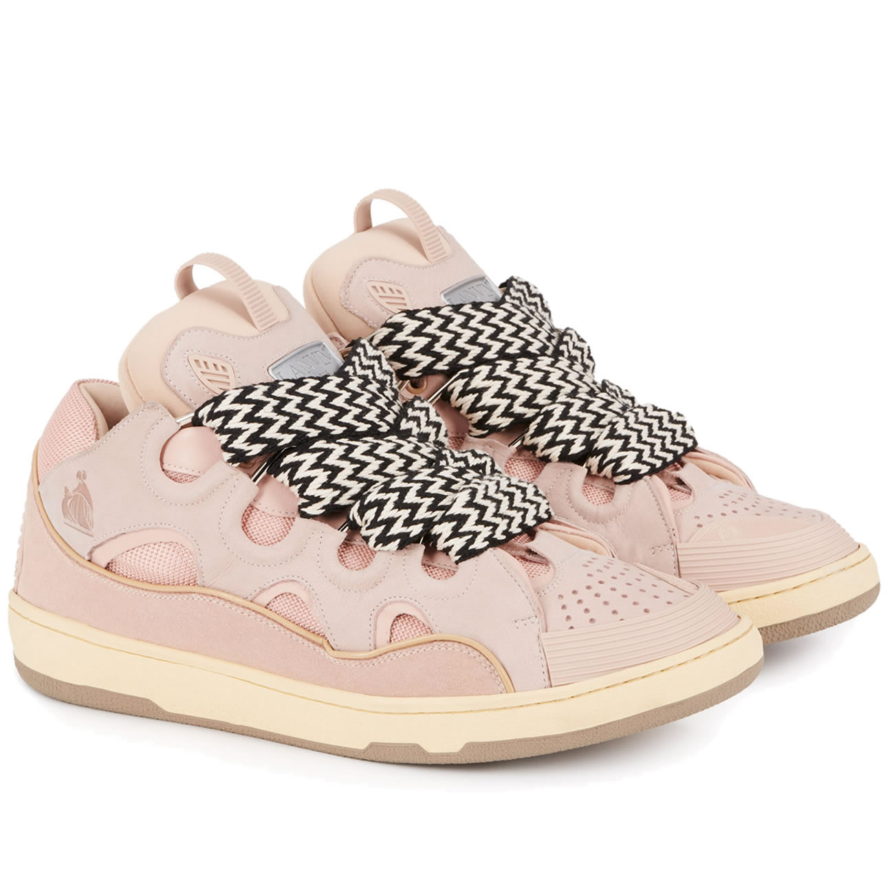 L A N V I N Leather Curb Sneakers Pink Drag A2051 (3) - newkick.app