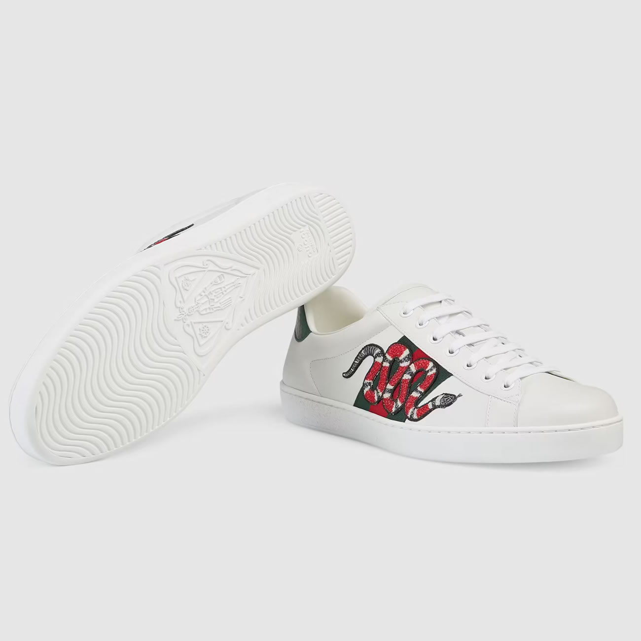 G U C C I Gg White Embroidered Ace Sneaker For Mens Womens (3) - newkick.app