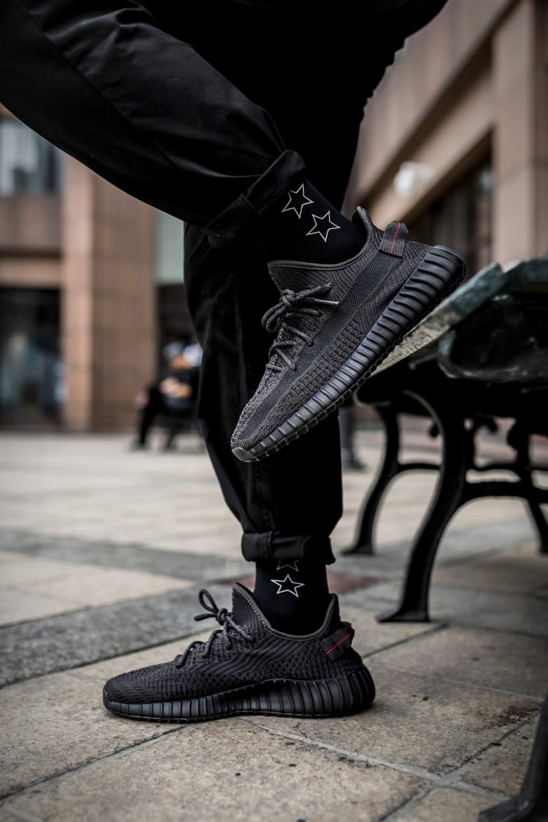 Adidas Yeezy Boost 350 V2 Black None Refective On Feet Fu9013 (3) - newkick.app