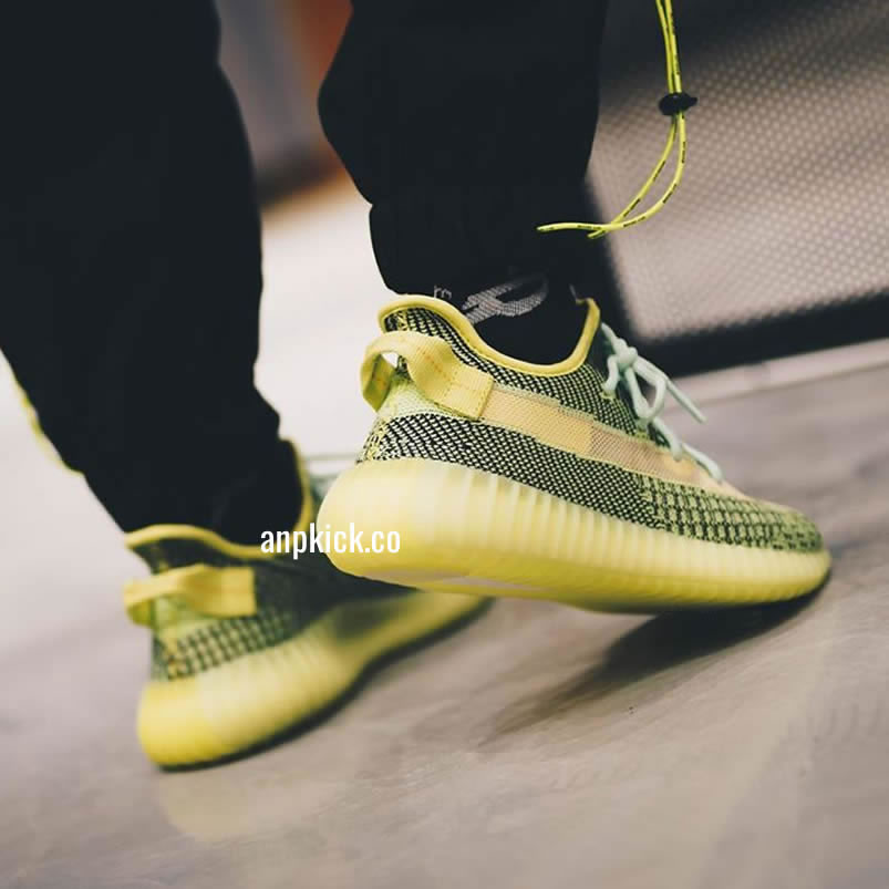 Adidas Yeezy Boost 350 V2 Yeezreel Reflective Green Black On Feet Release Date Fw4130 (2) - newkick.app