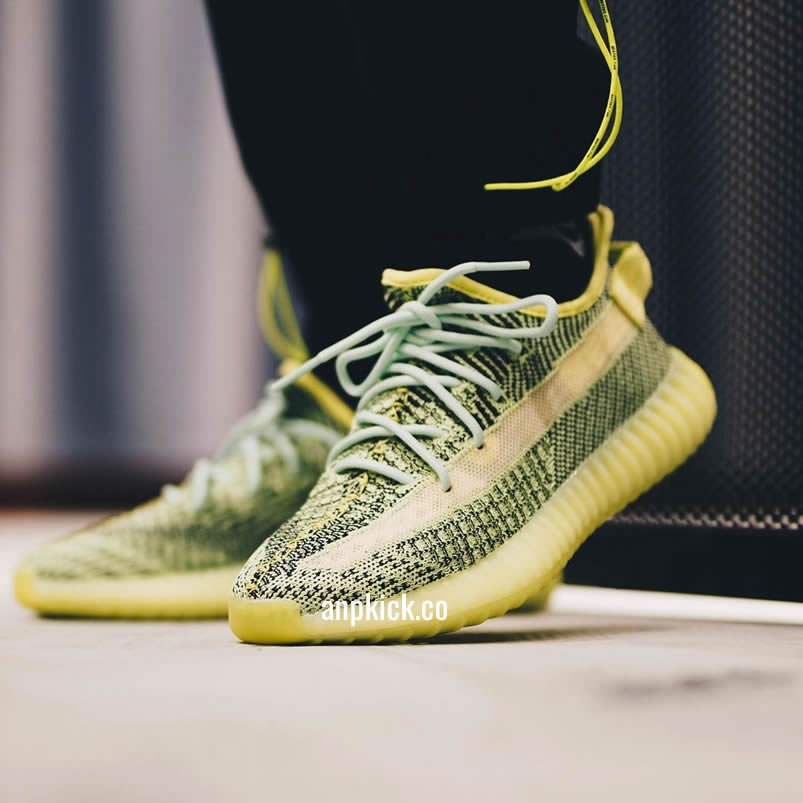 Adidas Yeezy Boost 350 V2 Yeezreel Reflective Green Black On Feet Release Date Fw4130 (3) - newkick.app