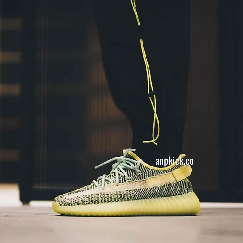 Adidas Yeezy Boost 350 V2 Yeezreel Reflective Green Black On Feet Release Date Fw4130 (4) - newkick.app