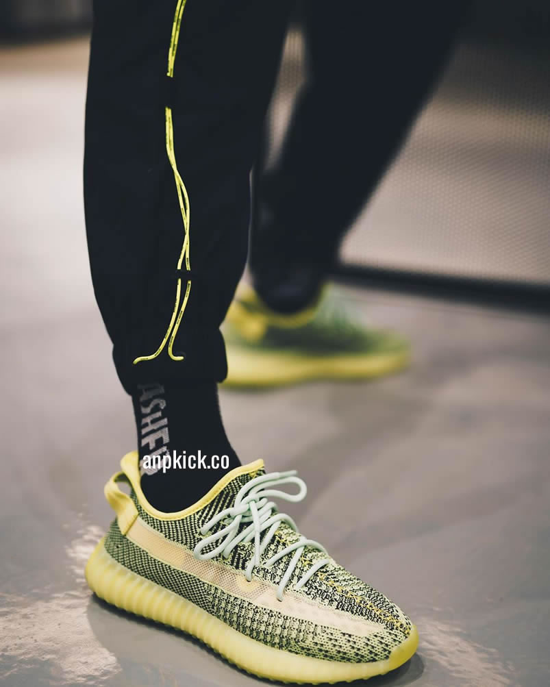 Adidas Yeezy Boost 350 V2 Yeezreel Reflective Green Black On Feet Release Date Fw4130 (6) - newkick.app