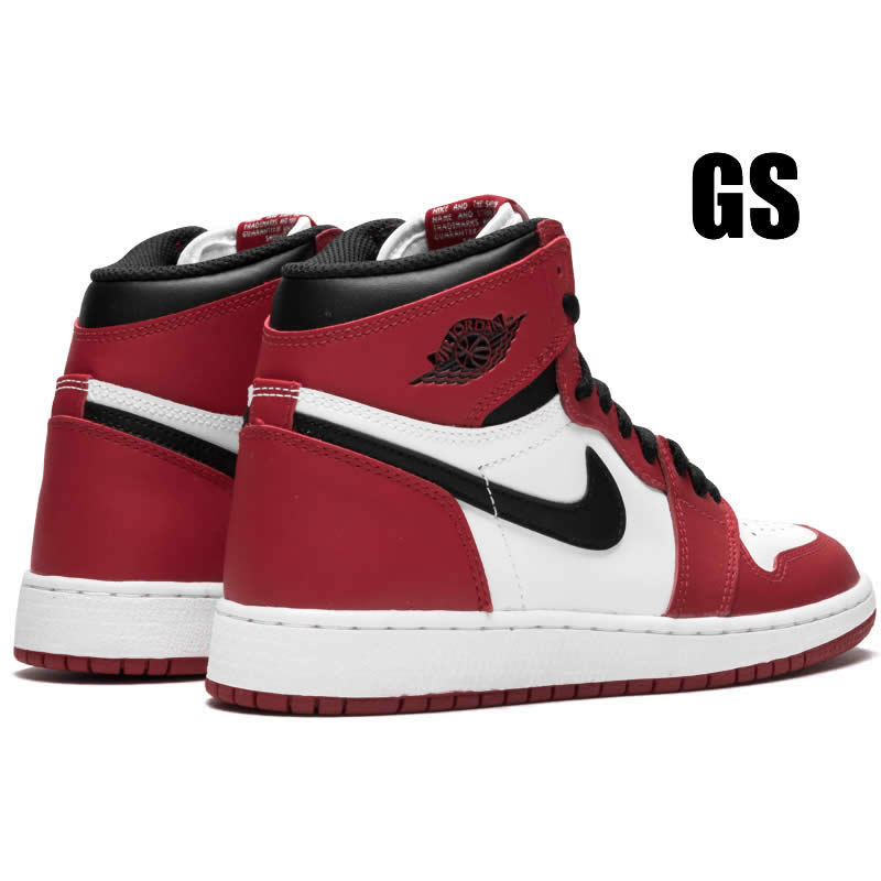 air jordan 1 retro high og 'chicago' red black white gs/womens size 575441-101