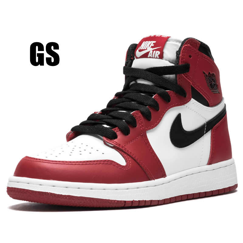 air jordan 1 retro high og 'chicago' red black white gs/womens size 575441-101