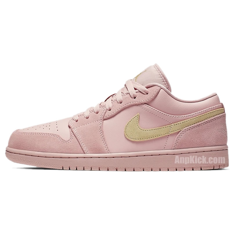 Air Jordan 1 Lows Coral And Club Gold Suede Cj9216 676 (1) - newkick.app