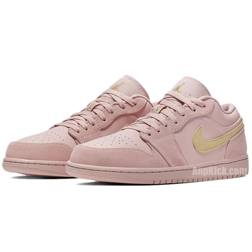 Air Jordan 1 Lows Coral And Club Gold Suede Cj9216 676 (3) - newkick.app