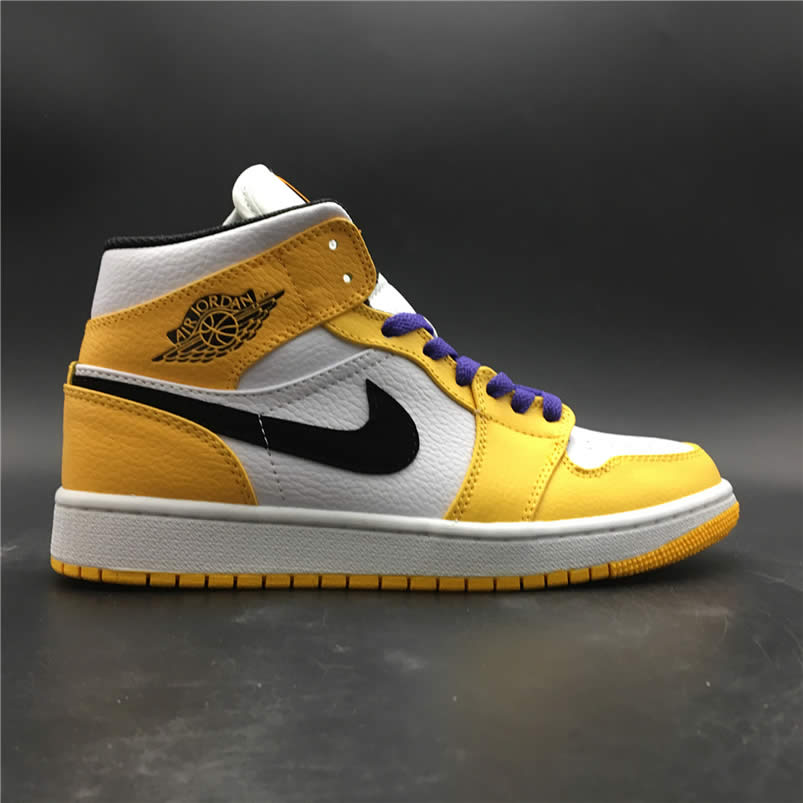 Air Jordan 1 Mid 2019 Lakers Yellow Purple For Sale Release Date 852542 700 (1) - newkick.app