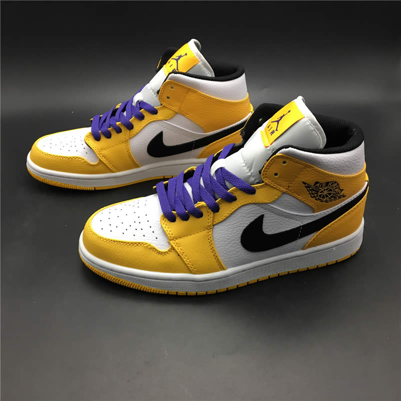 Air Jordan 1 Mid 2019 Lakers Yellow Purple For Sale Release Date 852542 700 (10) - newkick.app