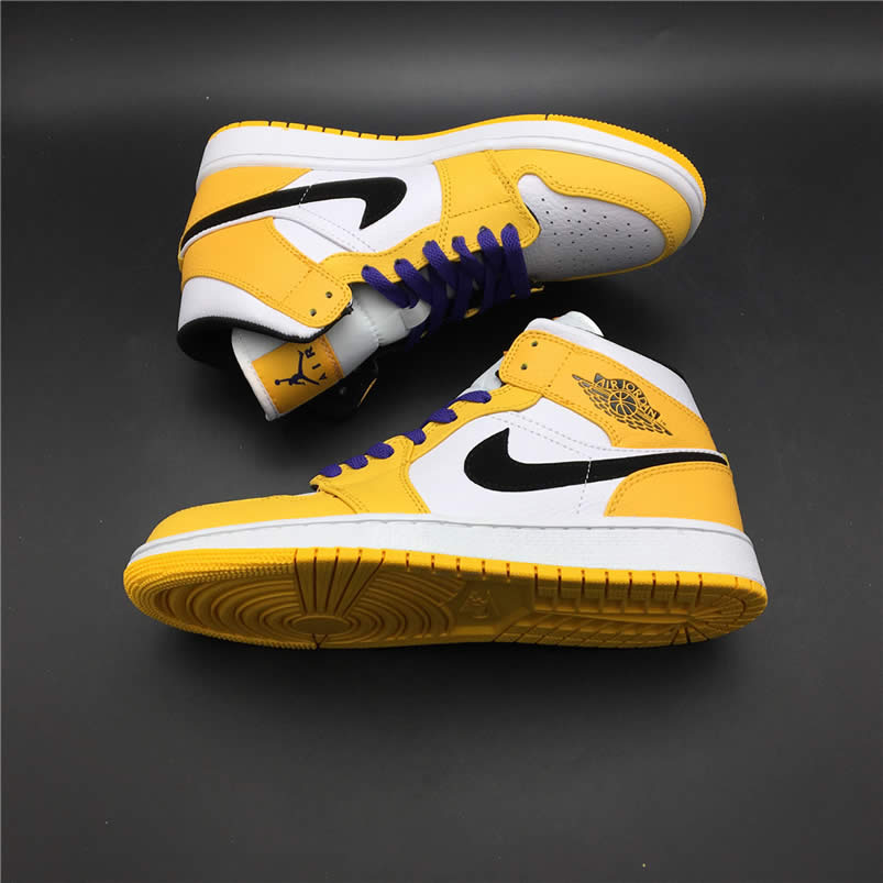 Air Jordan 1 Mid 2019 Lakers Yellow Purple For Sale Release Date 852542 700 (11) - newkick.app