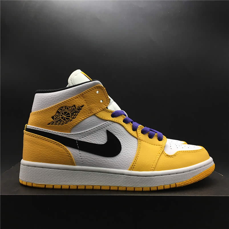 Air Jordan 1 Mid 2019 Lakers Yellow Purple For Sale Release Date 852542 700 (13) - newkick.app