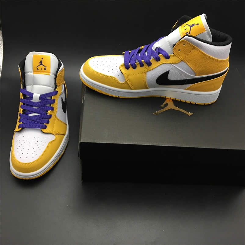 Air Jordan 1 Mid 2019 Lakers Yellow Purple For Sale Release Date 852542 700 (15) - newkick.app