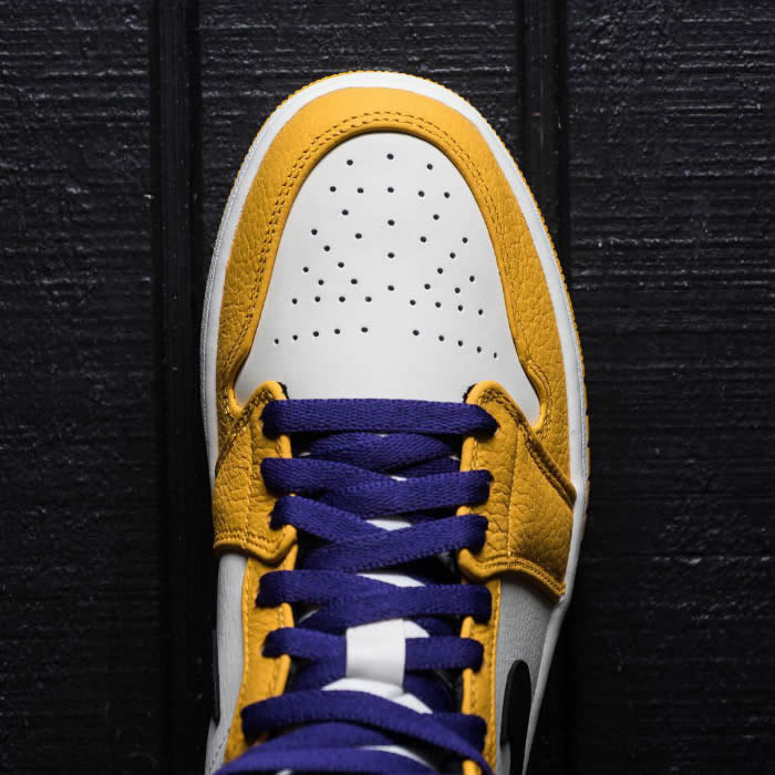 Air Jordan 1 Mid 2019 Lakers Yellow Purple For Sale Release Date 852542 700 (16) - newkick.app