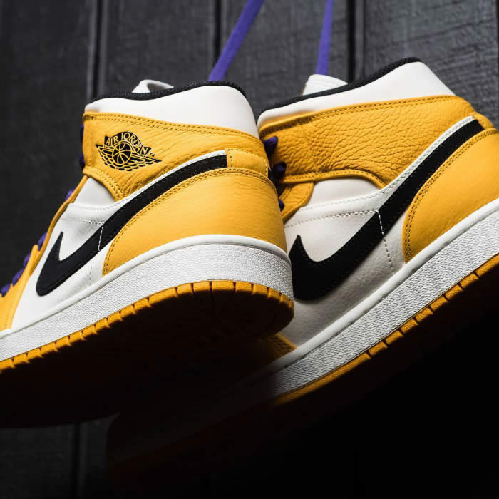 Air Jordan 1 Mid 2019 Lakers Yellow Purple For Sale Release Date 852542 700 (18) - newkick.app