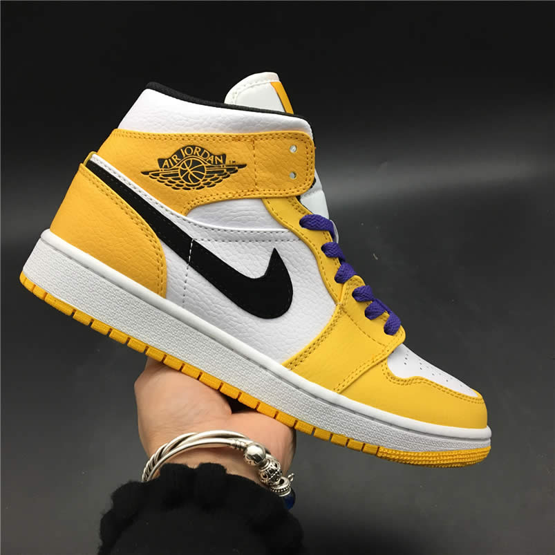 Air Jordan 1 Mid 2019 Lakers Yellow Purple For Sale Release Date 852542 700 (2) - newkick.app