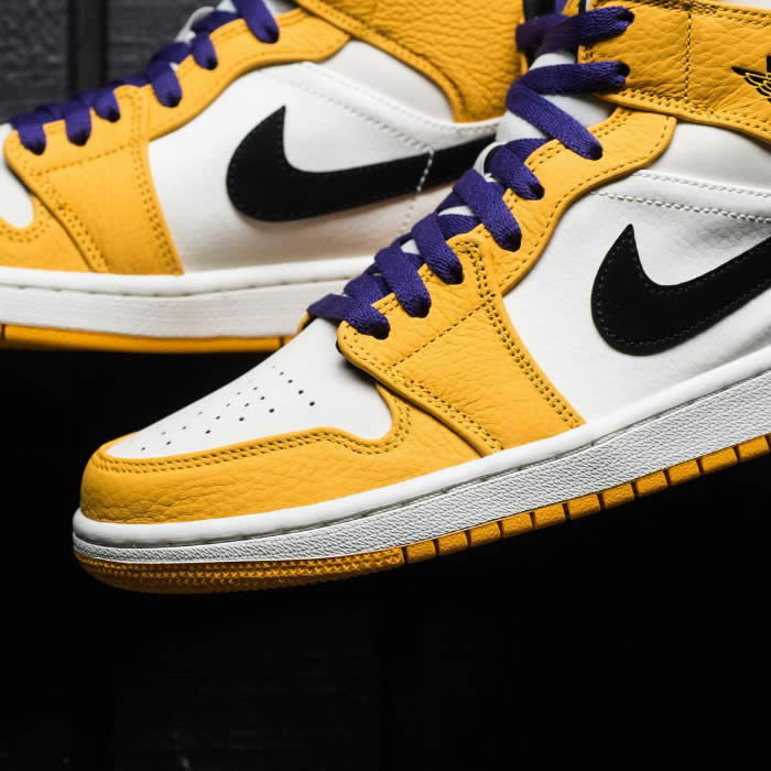 Air Jordan 1 Mid 2019 Lakers Yellow Purple For Sale Release Date 852542 700 (20) - newkick.app