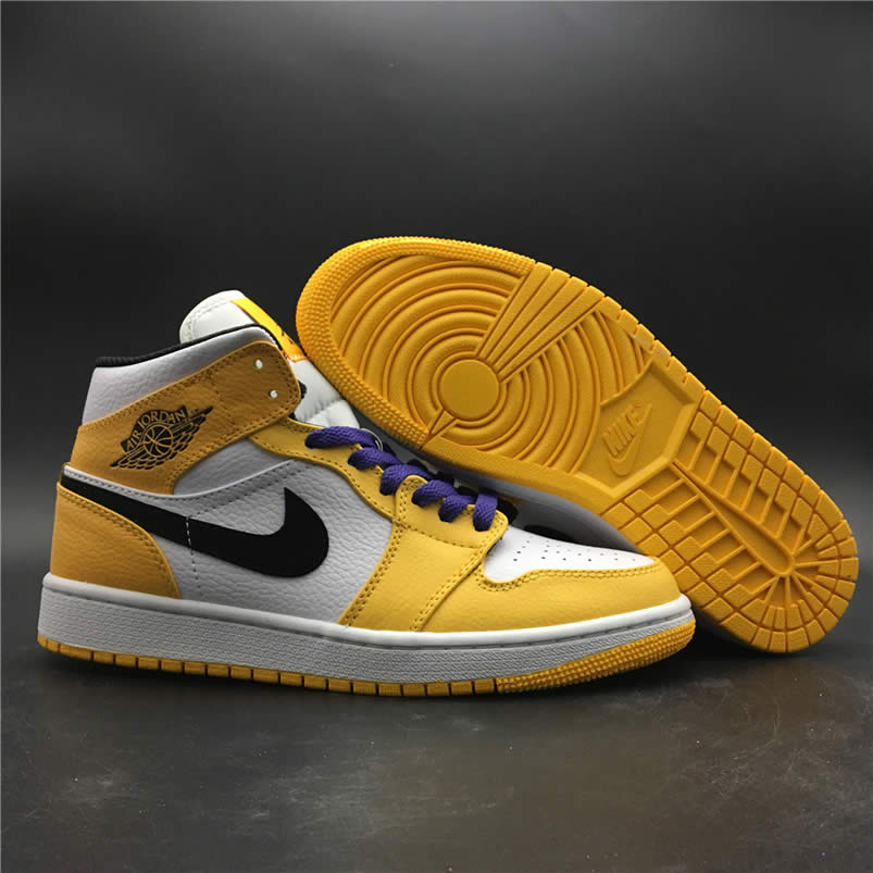 Air Jordan 1 Mid 2019 Lakers Yellow Purple For Sale Release Date 852542 700 (8) - newkick.app