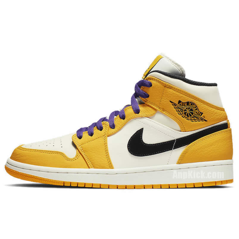 Air Jordan 1 Mid 2019 Lakers Yellow Purple Release Date 852542 700 (1) - newkick.app