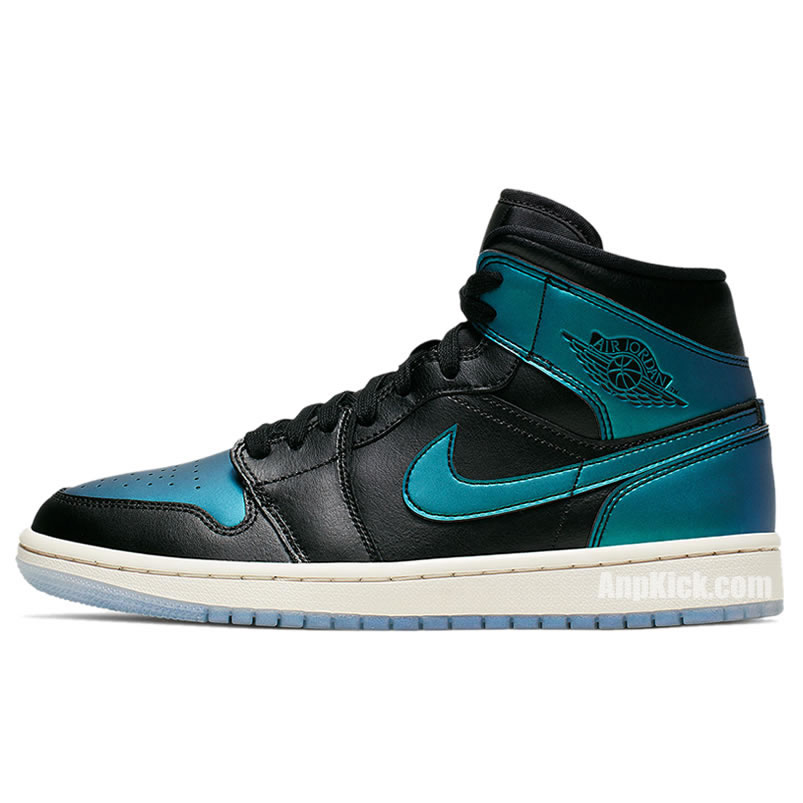 Air Jordan 1 Mid Black Iridescent Mens Gs Aj1 Shoes Bq6472 009 (1) - newkick.app